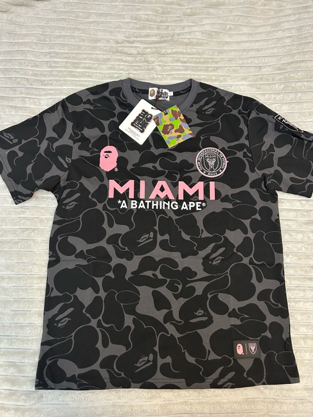 Bape Miami Camo Logo Pink & Black Dress Shirt